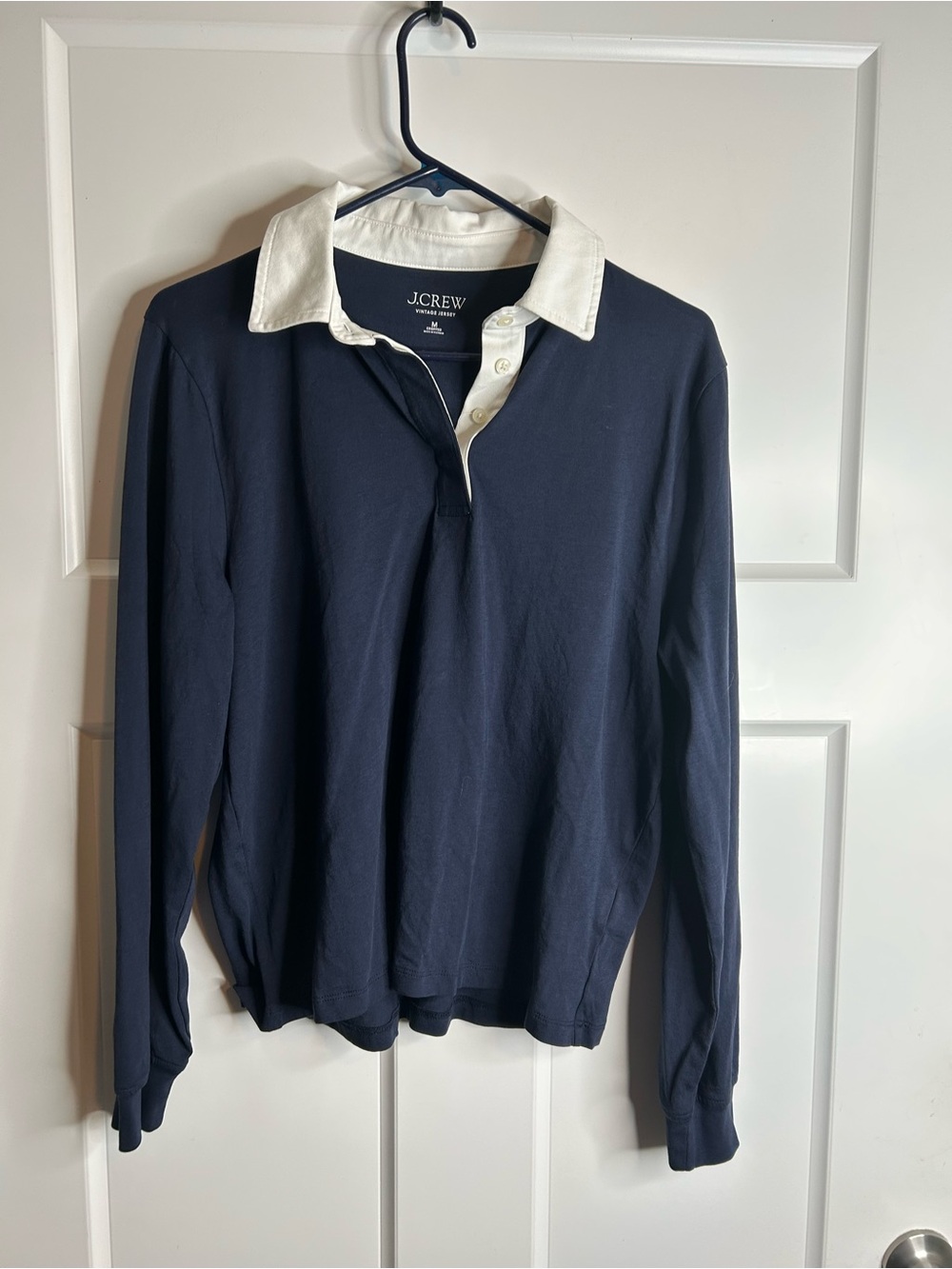 J Crew Women’s Medium Vintage Cropped Polo Navy White New 5082